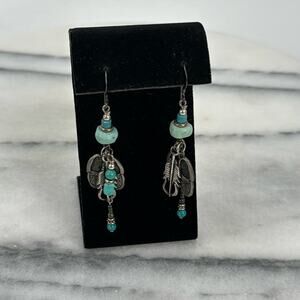 Sterling silver moccasin turquoise dangling earrings